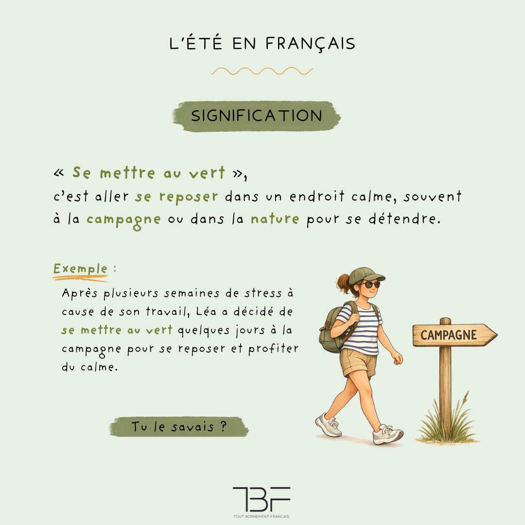 Une voyageuse avec un sac à dos marche en direction de la campagne pour se reposer, illustration de la signification de « se mettre au vert »